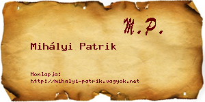 Mihályi Patrik névjegykártya